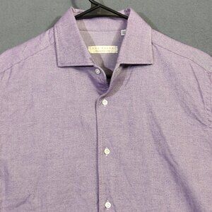 Luca Faloni Shirt Men's 16 41 Purple Brushed Cotton Long Sleeve Button Down
